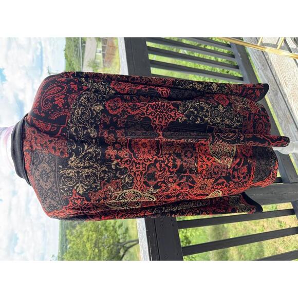 Coldwater Creek -Black and Red Patterned Kimono Cardigan Size M-L - Picture 5 of 6